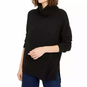 Bar III Turtle Neck Black Sweater High Low